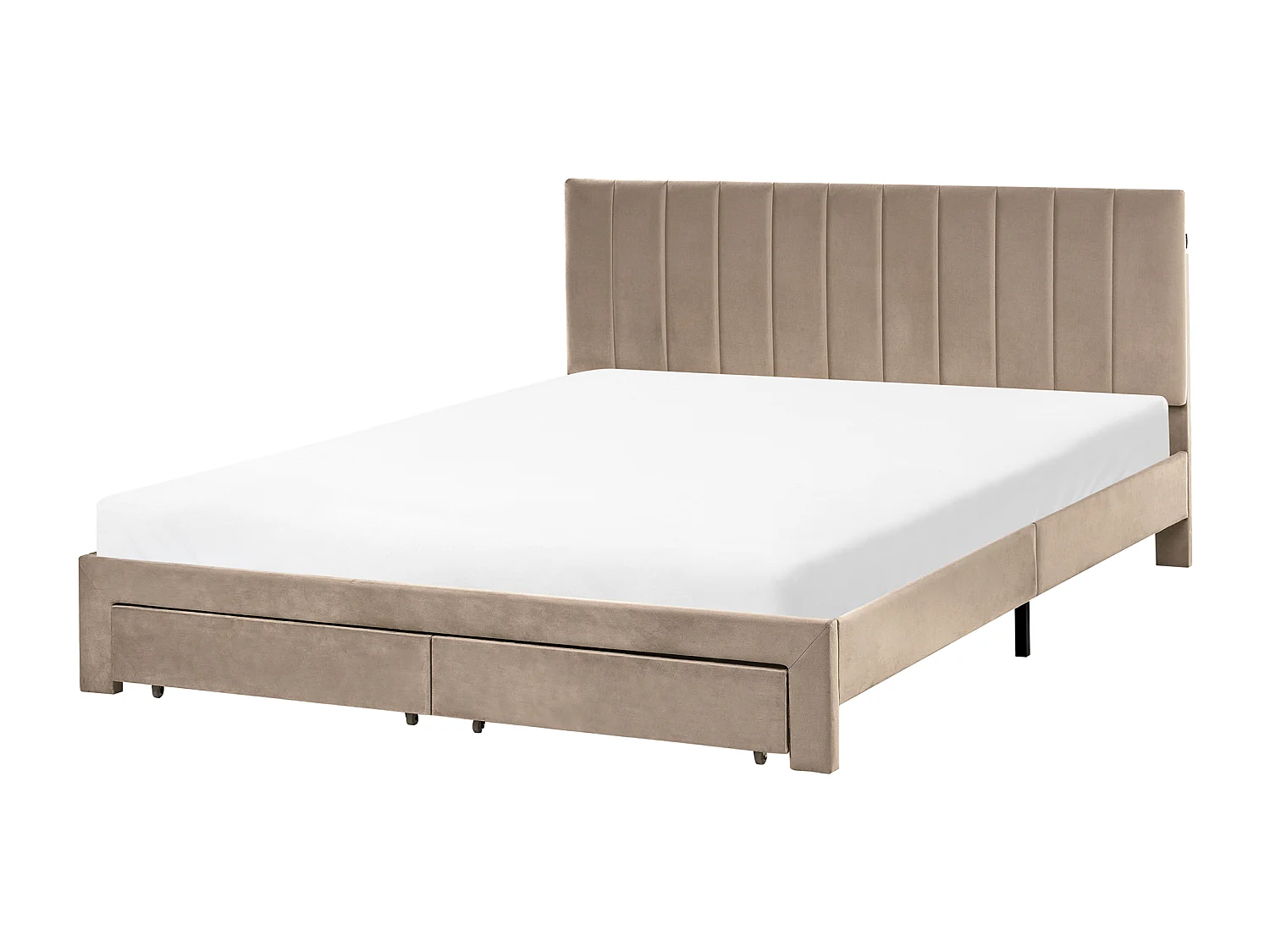 Lit avec tiroirs de rangement Velours LONZAC 160 x 200 cm Taupe