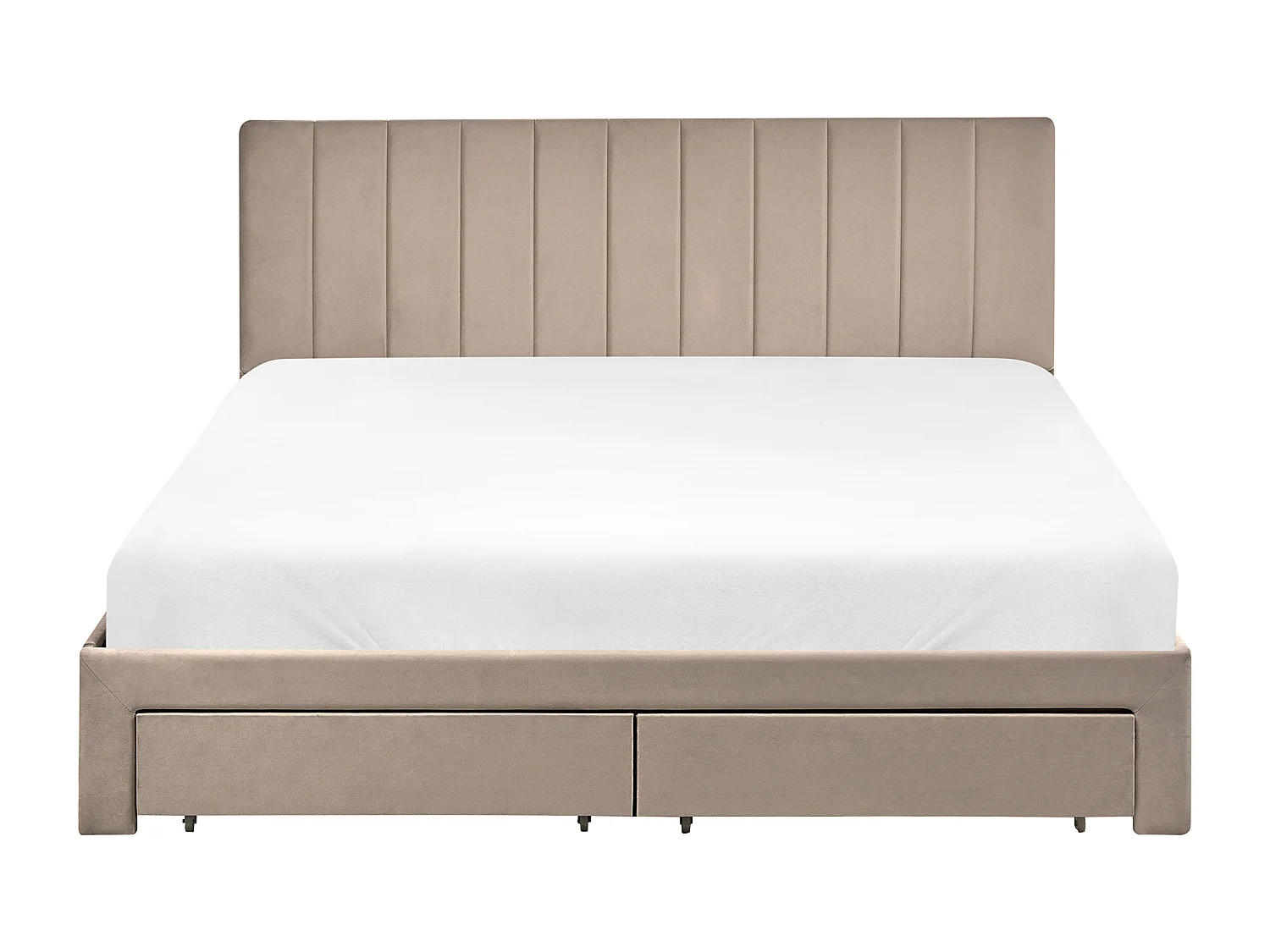 Lit avec tiroirs de rangement Velours LONZAC 160 x 200 cm Taupe