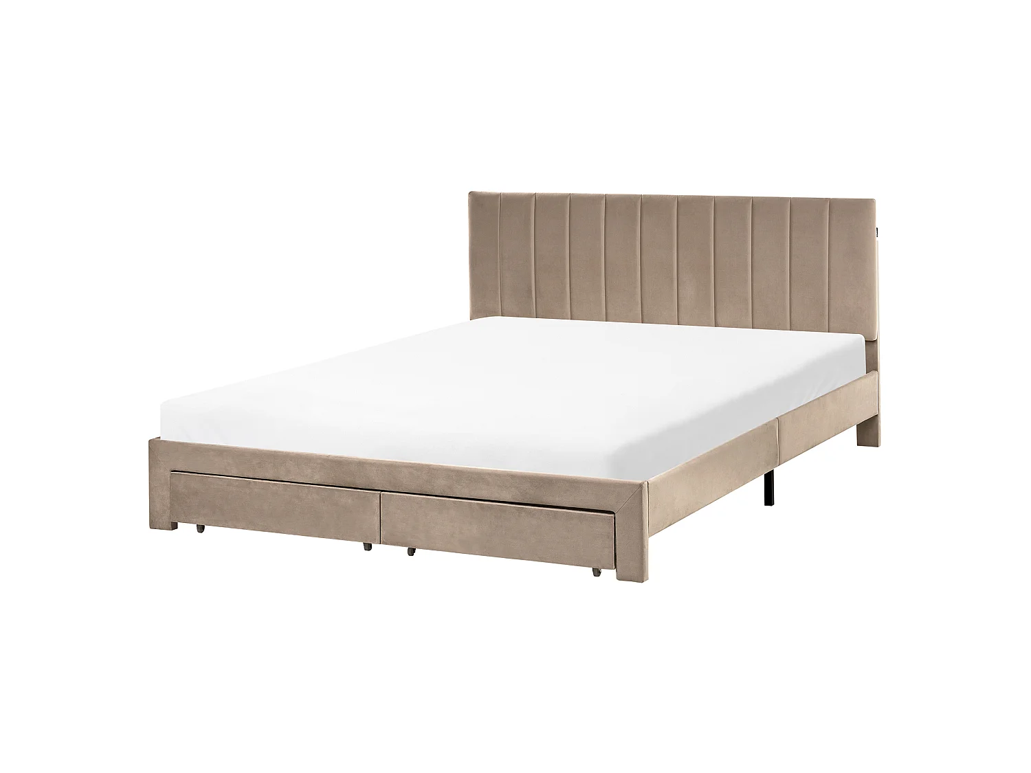 Bed with Storage Drawers LONZAC Velvet Taupe 160 x 200 cm (EU King Size)