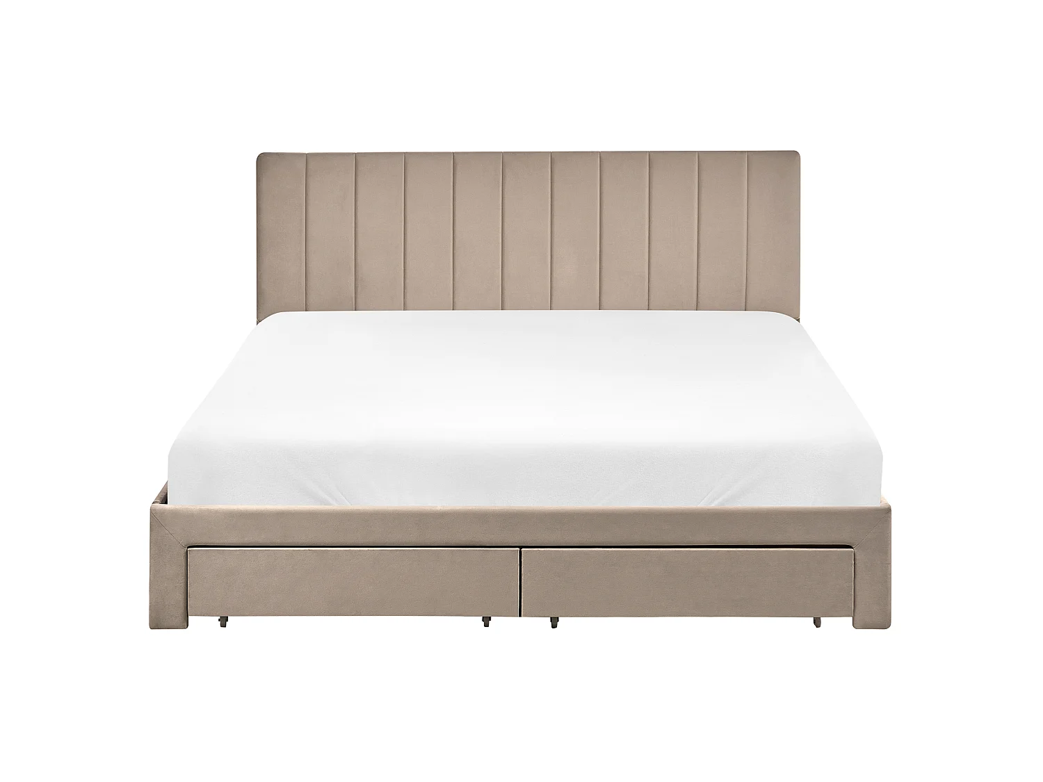 Bed with Storage Drawers LONZAC Velvet Taupe 160 x 200 cm (EU King Size)