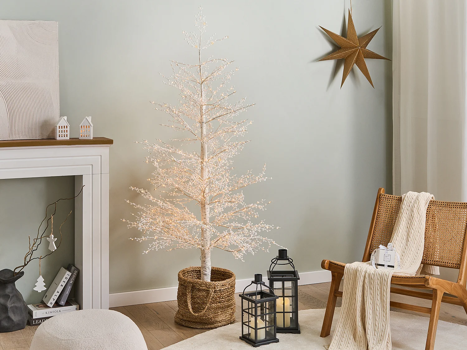 Décoration extérieure LED SUONTEE Arbre de Noël 180 cm Blanc