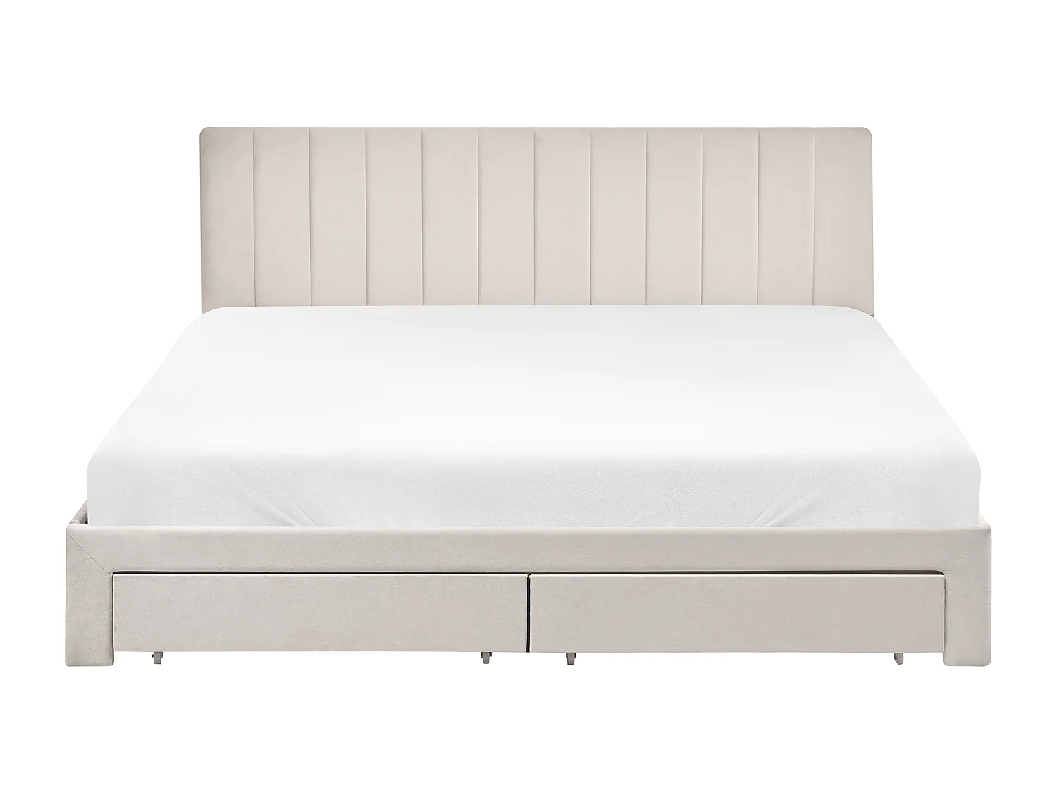 Lit avec tiroirs de rangement Velours LONZAC 180 x 200 cm Blanc cassé