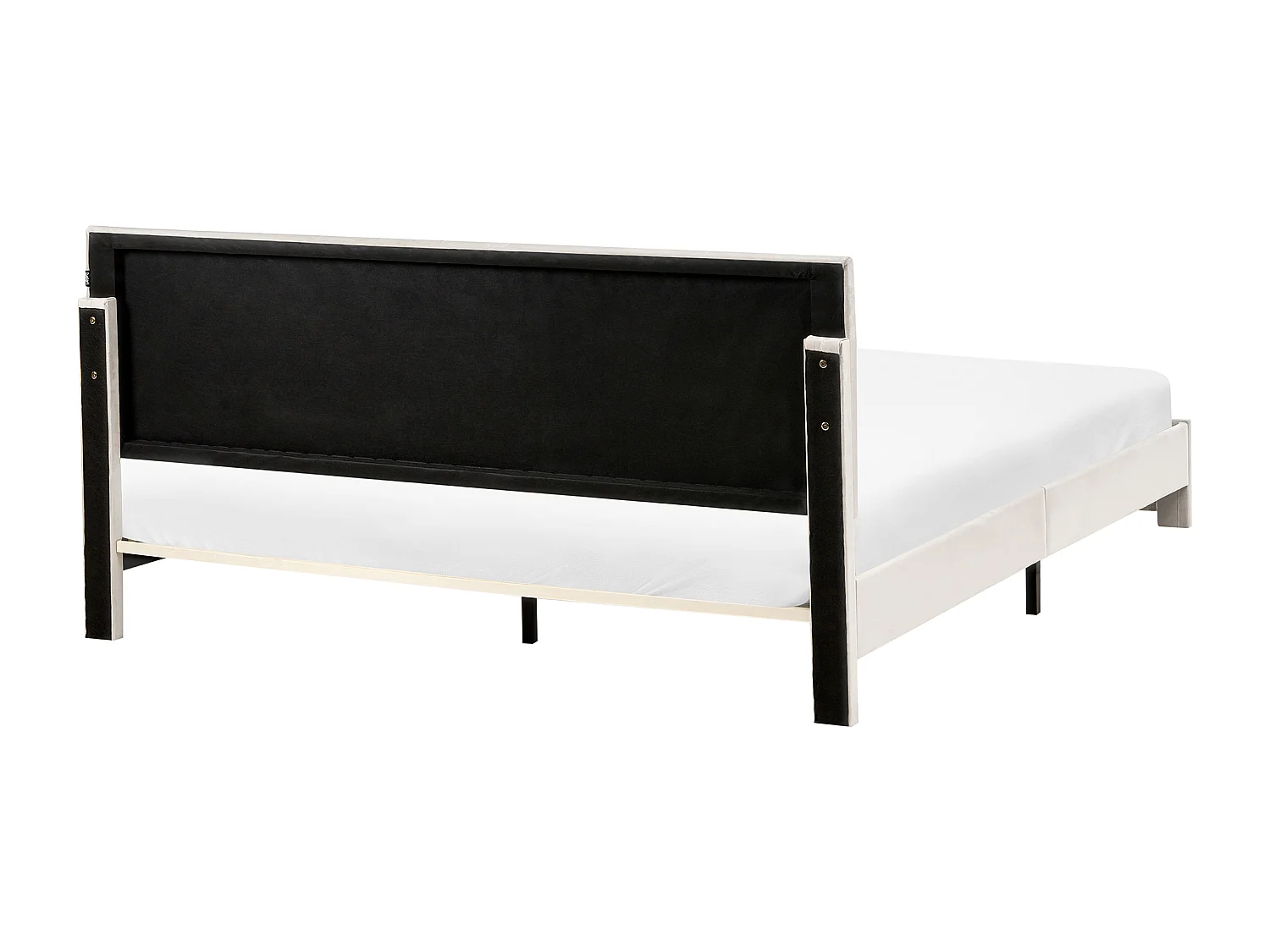 Lit avec tiroirs de rangement Velours LONZAC 180 x 200 cm Blanc cassé