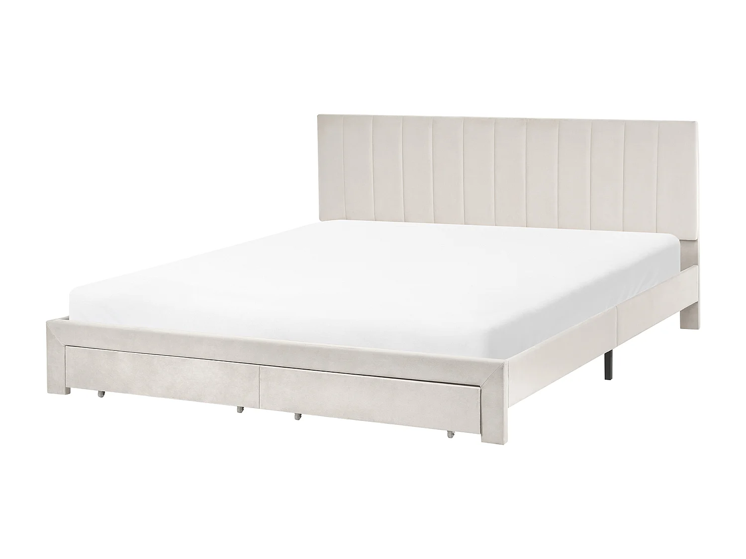 Lit avec tiroirs de rangement Velours LONZAC 180 x 200 cm Blanc cassé