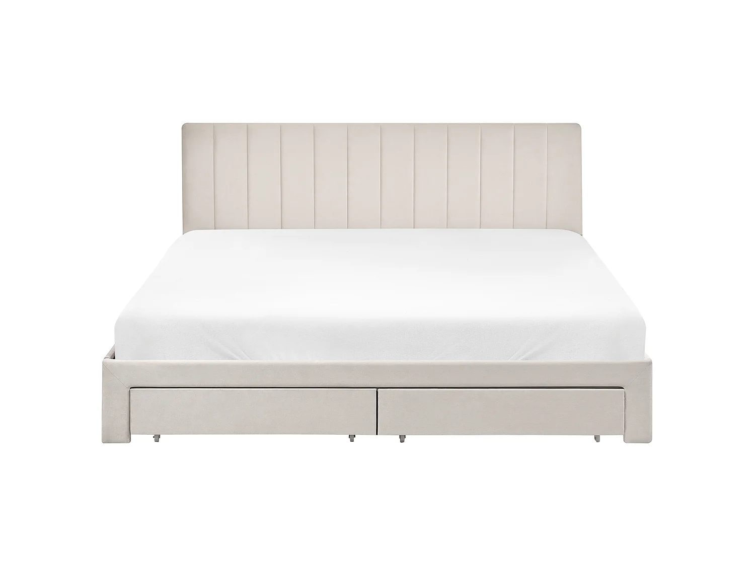 Bed with Storage Drawers LONZAC Velvet Off-White 180 x 200 cm (EU Super King)
