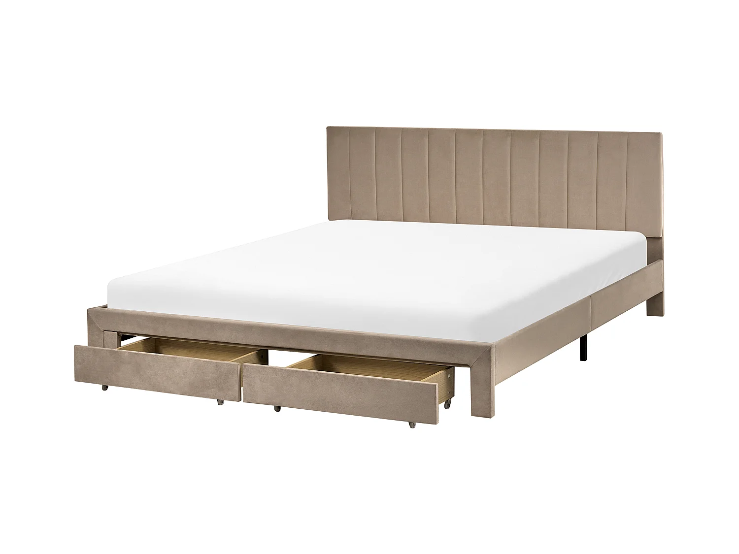 Lit avec tiroirs de rangement Velours LONZAC 180 x 200 cm Taupe