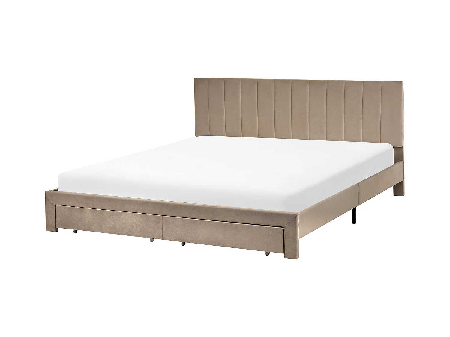 Lit avec tiroirs de rangement Velours LONZAC 180 x 200 cm Taupe