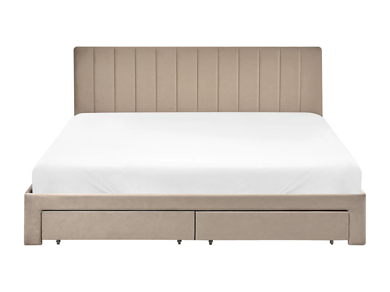 Lit avec tiroirs de rangement Velours LONZAC 180 x 200 cm Taupe