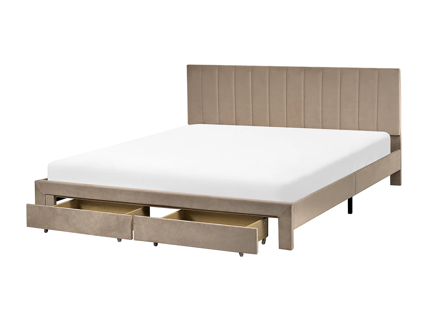 Lit avec tiroirs de rangement Velours LONZAC 180 x 200 cm Taupe