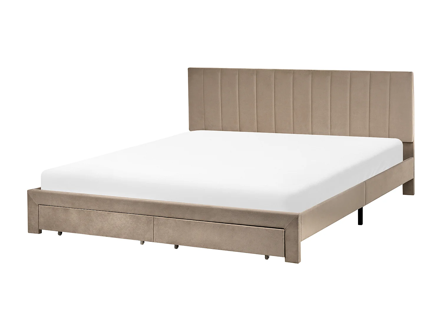 Lit avec tiroirs de rangement Velours LONZAC 180 x 200 cm Taupe