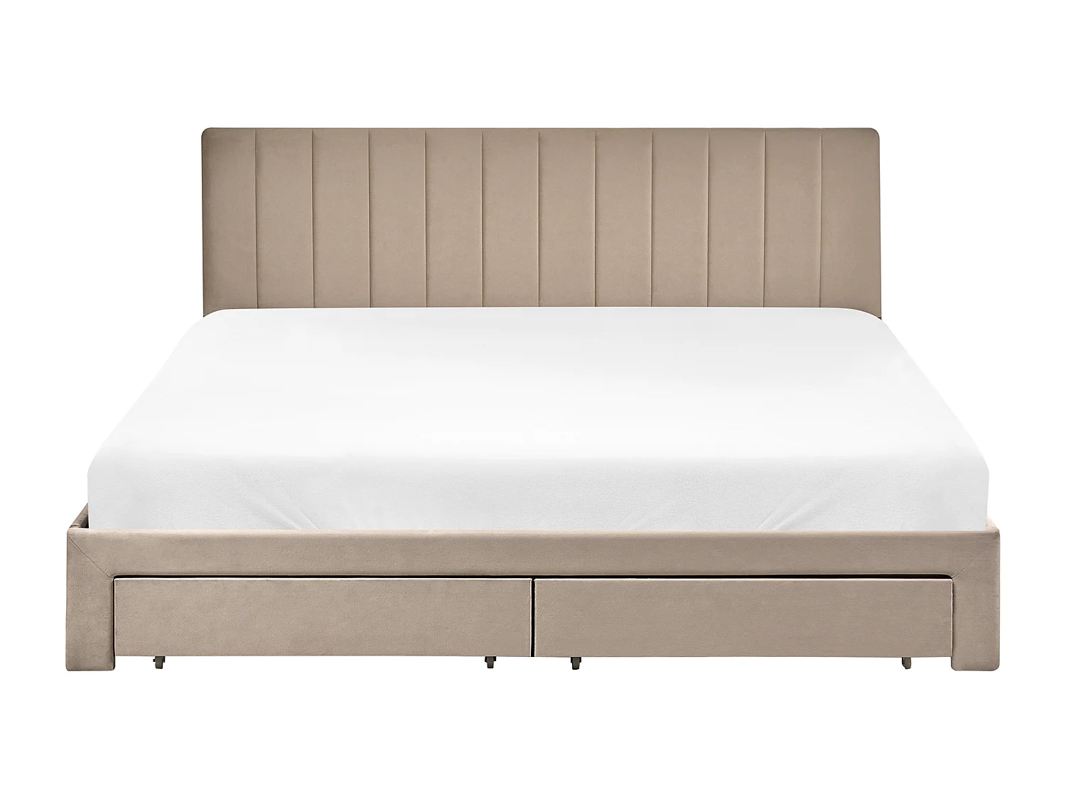 Lit avec tiroirs de rangement Velours LONZAC 180 x 200 cm Taupe