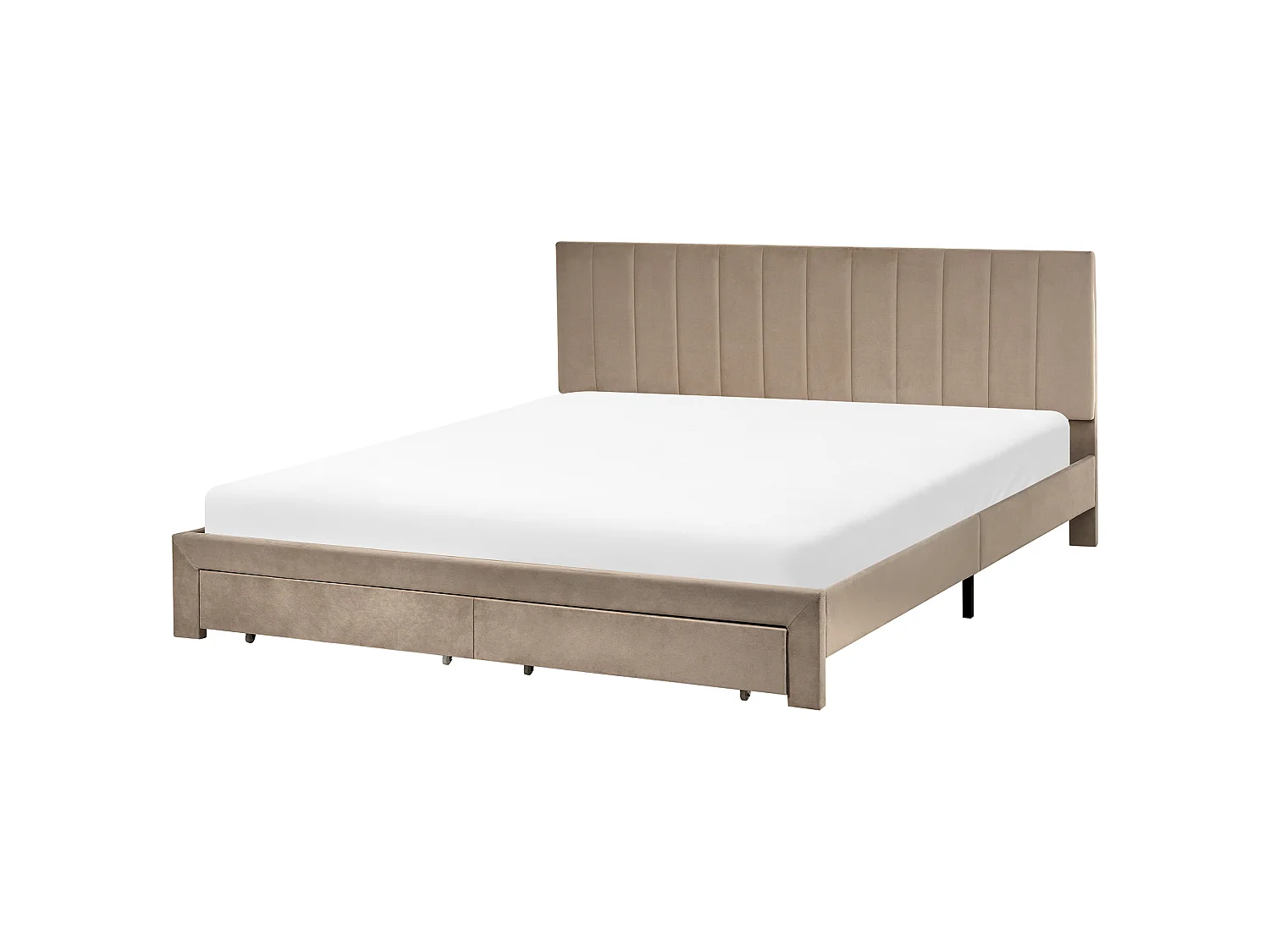 Lit avec tiroirs de rangement LONZAC Velours Taupe 180 x 200 cm