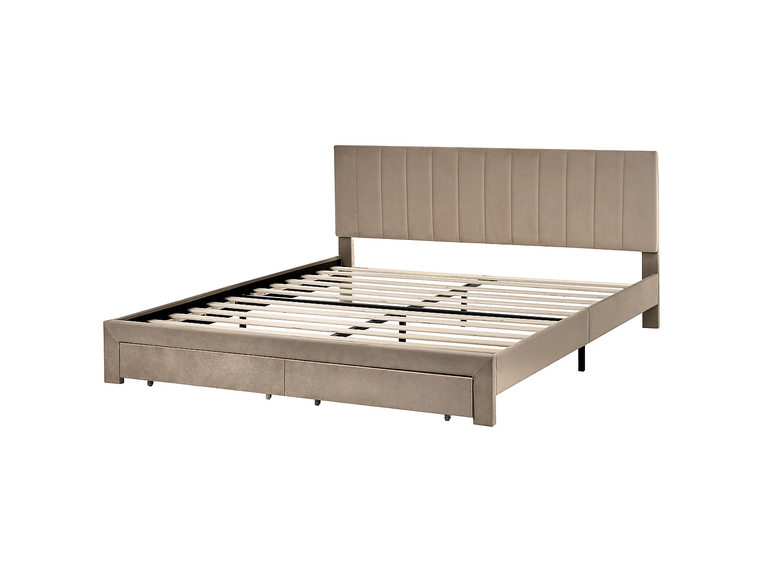 Lit avec tiroirs de rangement LONZAC Velours Taupe 180 x 200 cm