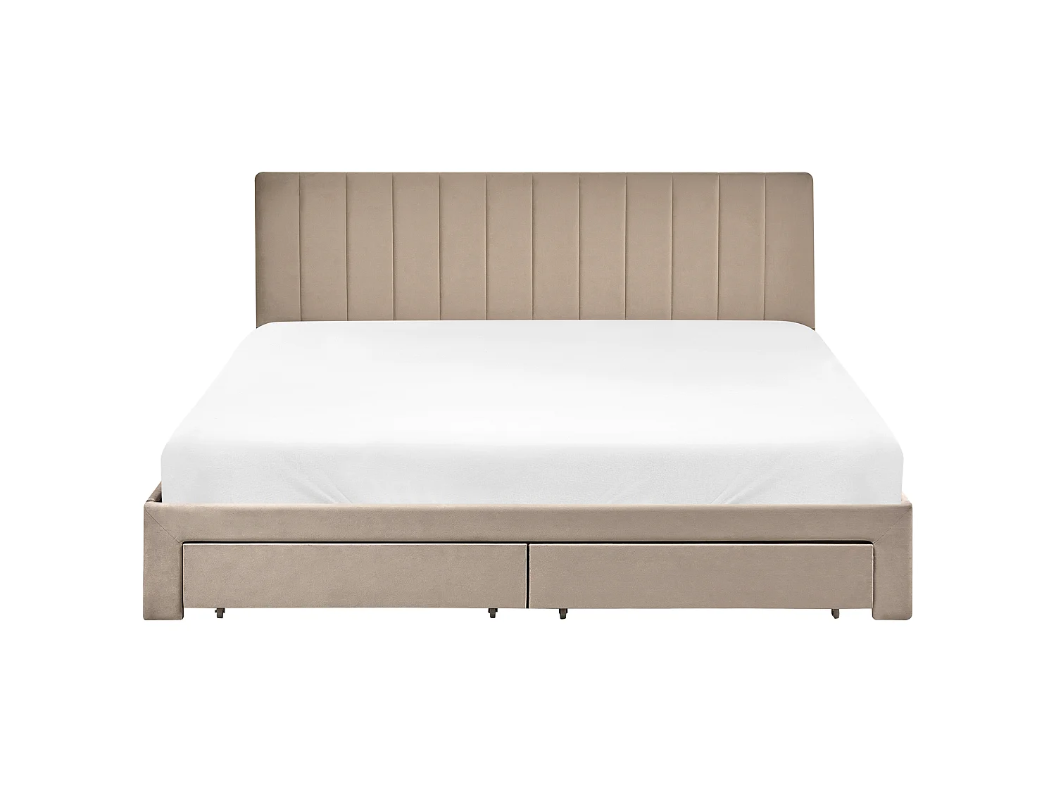 Lit avec tiroirs de rangement LONZAC Velours Taupe 180 x 200 cm