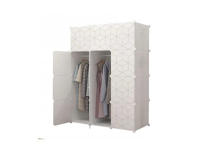 ARMOIRE MODULAIRE GEOMETRIC BLANCHE GARDE-ROBE ÉTAGÈRE ÉTAGÈRES TRINGLE À VÊTEMENTS XXL