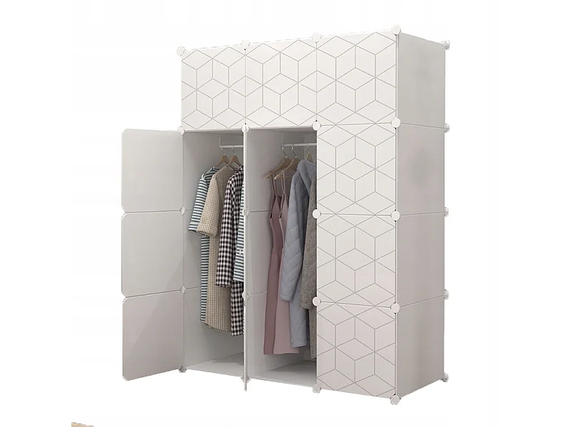 ARMOIRE MODULAIRE GEOMETRIC BLANCHE GARDE-ROBE ÉTAGÈRE ÉTAGÈRES TRINGLE À VÊTEMENTS XXL