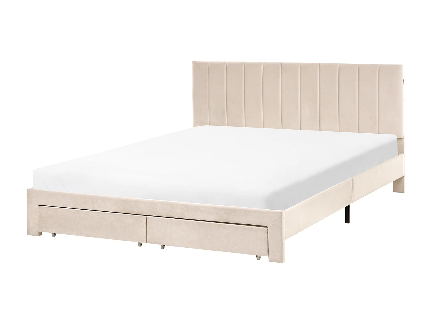 Bed with Storage Drawers LONZAC Velvet Beige 160 x 200 cm (EU King Size)