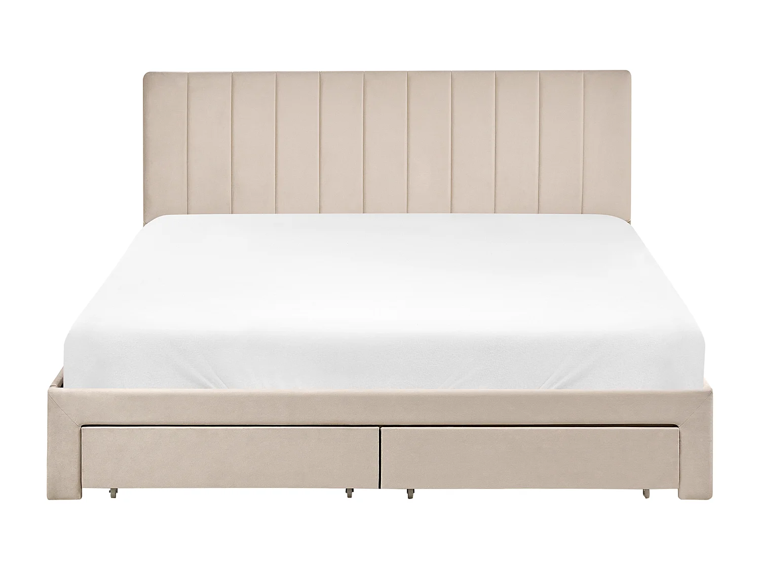 Bed with Storage Drawers LONZAC Velvet Beige 160 x 200 cm (EU King Size)