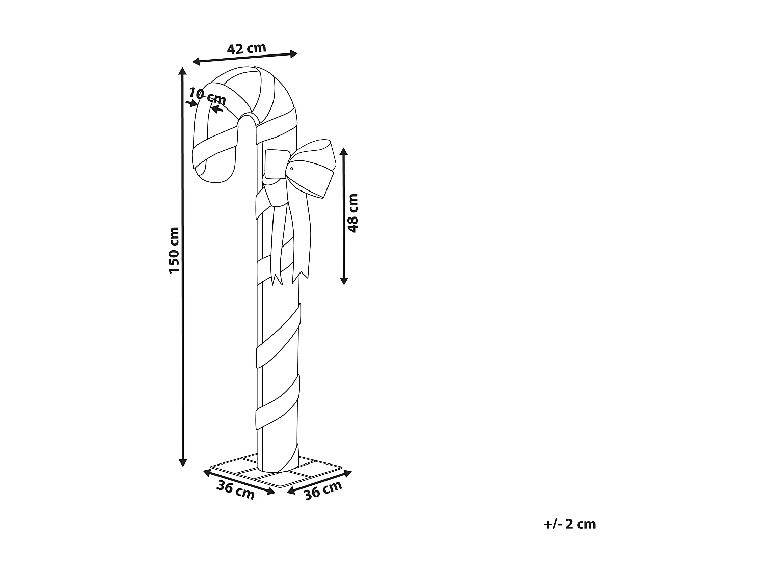 Décoration extérieure LED ALARNI Sucre d'orge 150 cm Rouge