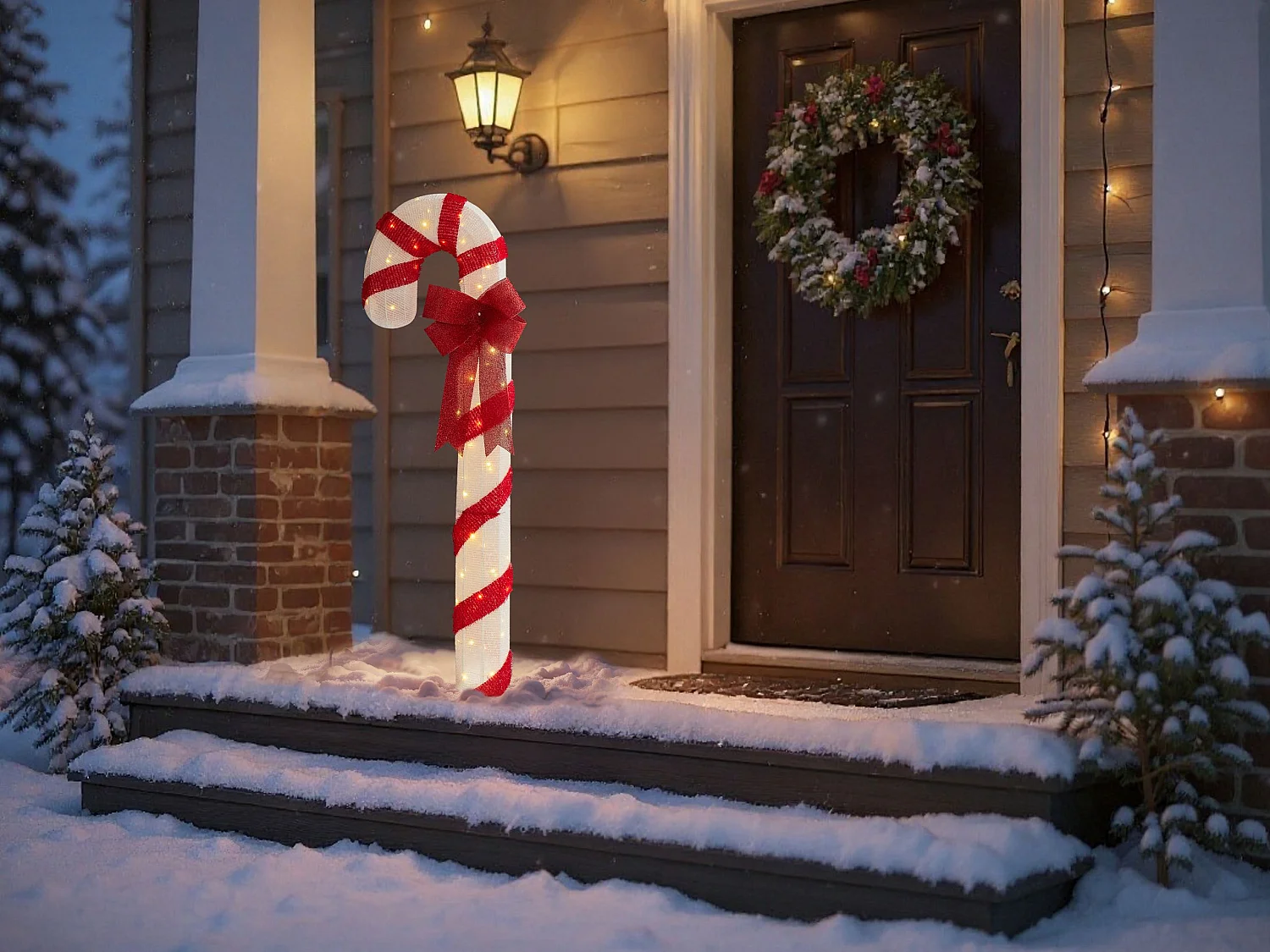 Décoration extérieure LED ALARNI 150 cm Sucre d'orge Rouge