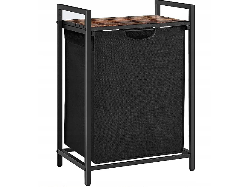 PANIER À LINGE AUTONOME AVEC ÉTAGÈRE INDUSTRIEL LOFT EN BOIS 72x50x33 CM