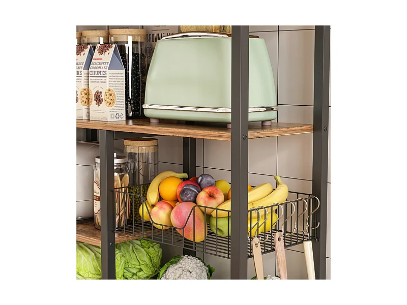 Regał szafka kuchenna ciemny brąz industrialny drewno retro wyspa półka