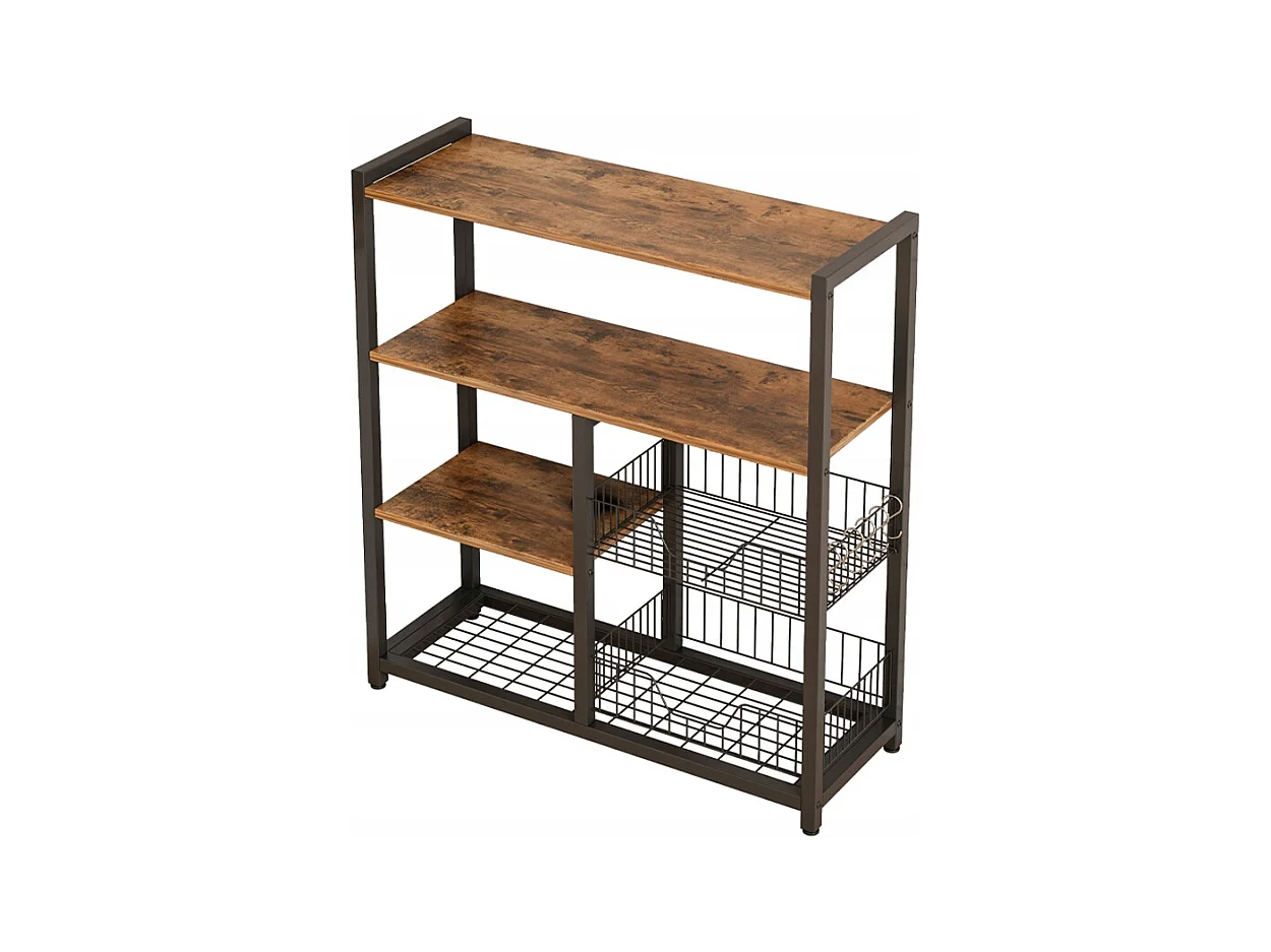 Regał szafka kuchenna ciemny brąz industrialny drewno retro wyspa półka