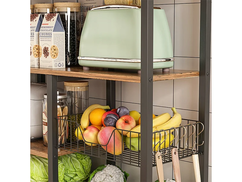 Regał szafka kuchenna ciemny brąz industrialny drewno retro wyspa półka