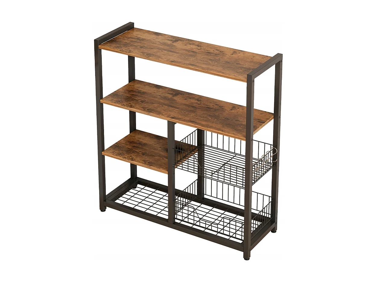 Regał szafka kuchenna ciemny brąz industrialny drewno retro wyspa półka