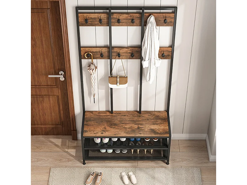 INDUSTRIELLER KLEIDERSTÄNDER FÜR KLEIDUNG UND SCHUHE LOFT-STÄNDER GARDEROBE SCHRANK SITZ