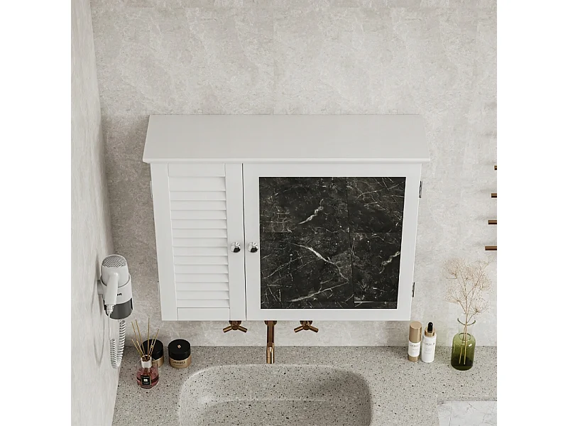 Szafka wisząca z lustrem łazienkowa drzwi półki ścienne skandynawski 65 cm