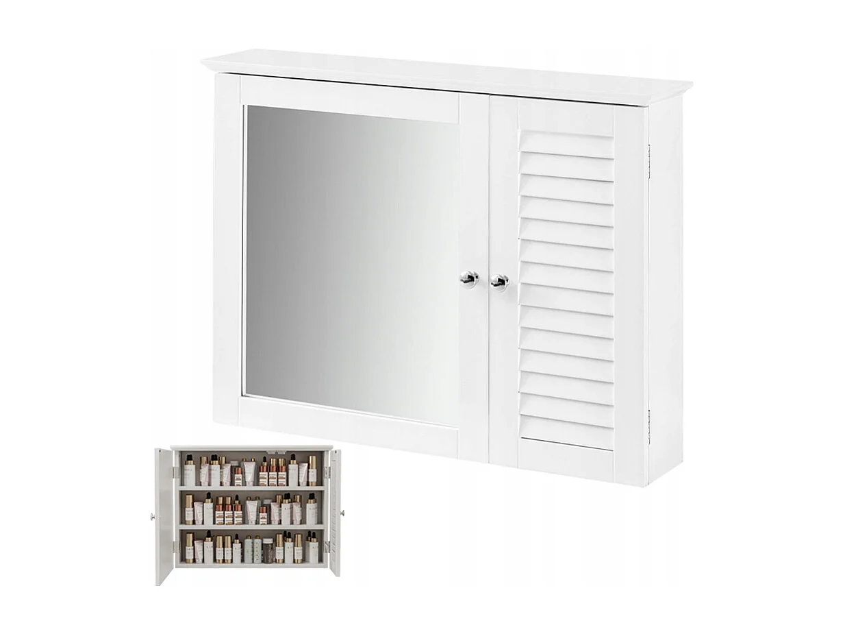 HÄNGESCHRANK MIT SPIEGEL BADEZIMMER TÜREN WANDREGALE SKANDINAVISCH 65 CM