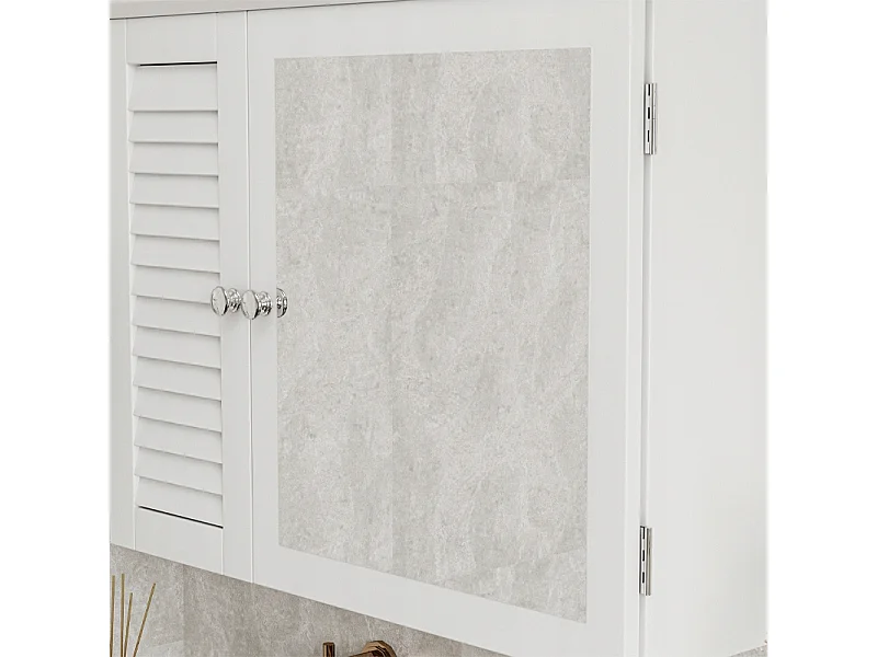 HÄNGESCHRANK MIT SPIEGEL BADEZIMMER TÜREN WANDREGALE SKANDINAVISCH 65 CM