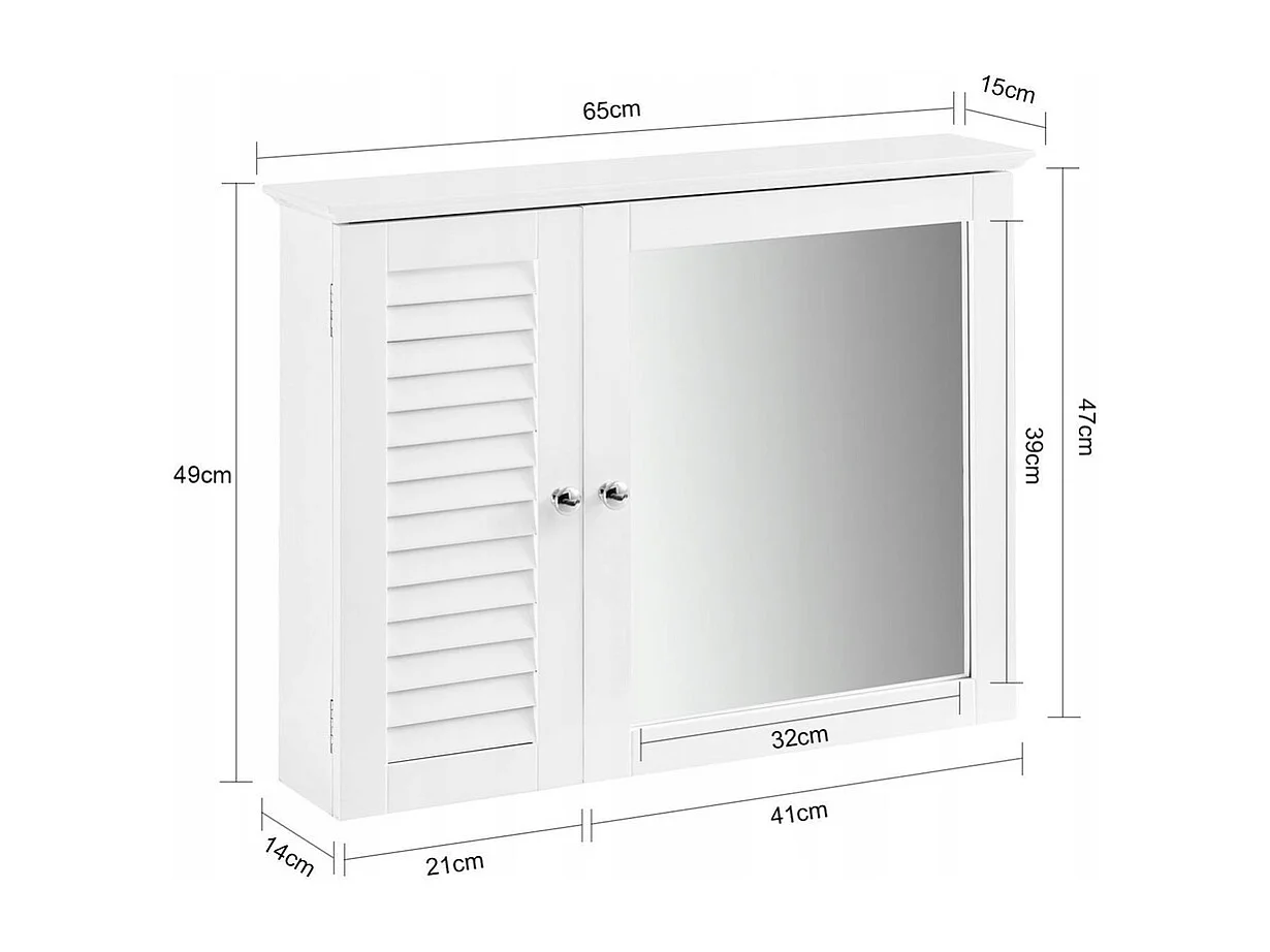 HÄNGESCHRANK MIT SPIEGEL BADEZIMMER TÜREN WANDREGALE SKANDINAVISCH 65 CM