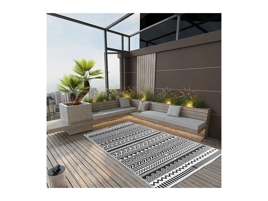 vidaXL Tapis d'extérieur Noir 120x180 cm PP