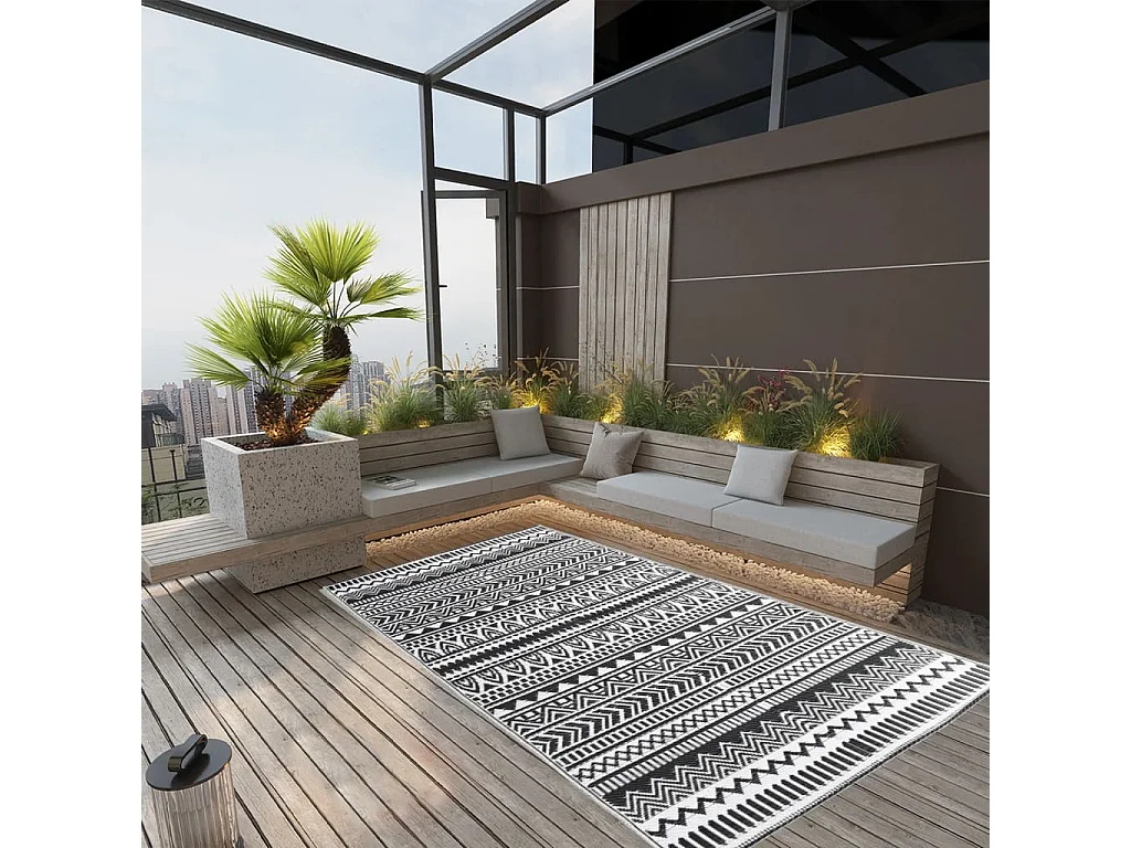 vidaXL Tapis d'extérieur Noir 120x180 cm PP