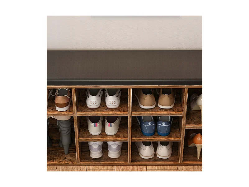 ARMOIRE À CHAUSSURES AVEC SIÈGE BANQUETTE POUR ENTRÉE BRUN RUSTIQUE LOFT