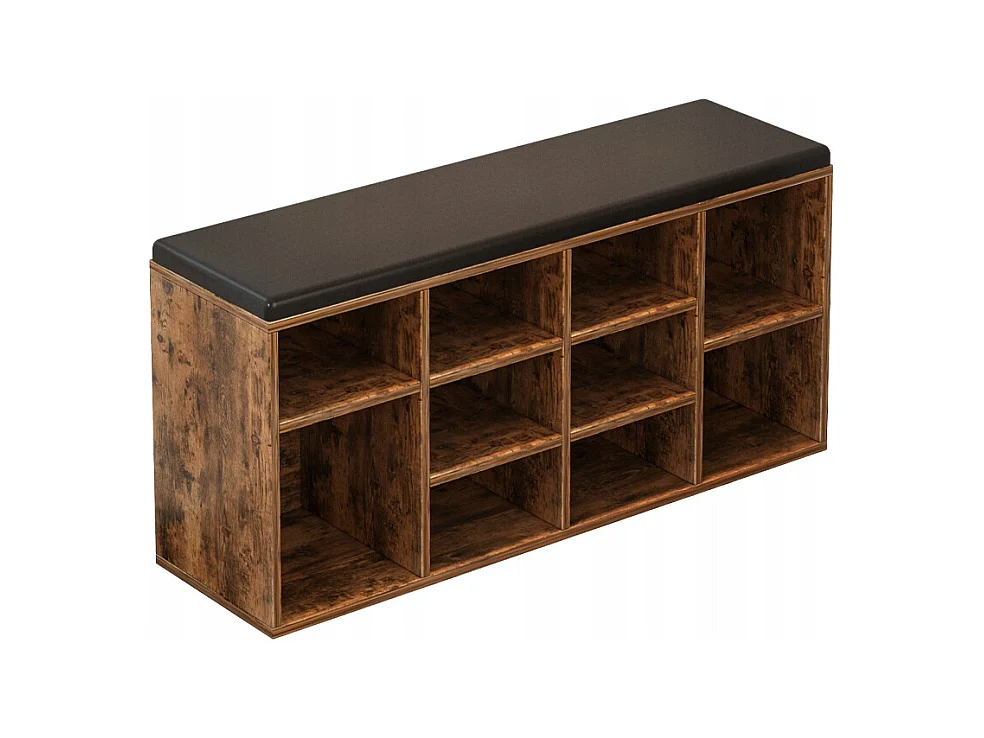 ARMOIRE À CHAUSSURES AVEC SIÈGE BANQUETTE POUR ENTRÉE BRUN RUSTIQUE LOFT