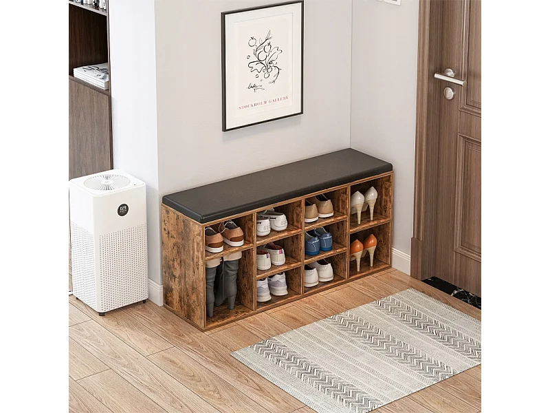 SCHUHKASTEN MIT SITZ BANK FÜR DEN FLUR RUSTIKALES BRAUN LOFT