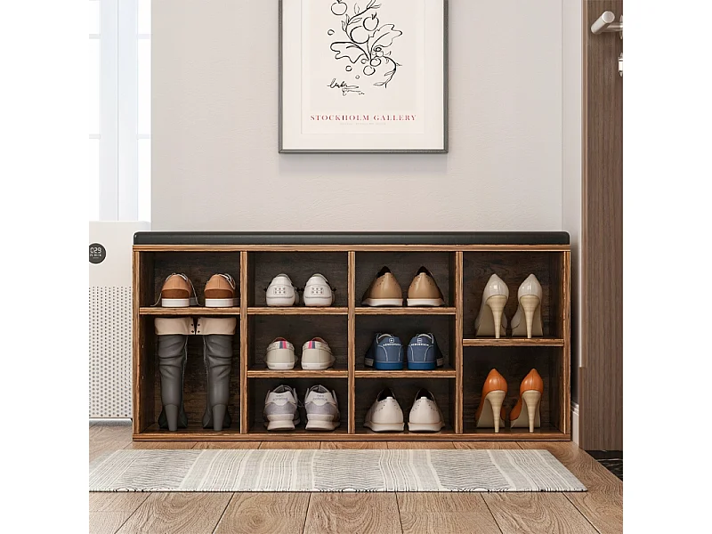 SCHUHKASTEN MIT SITZ BANK FÜR DEN FLUR RUSTIKALES BRAUN LOFT