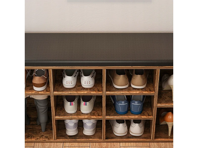 SCHUHKASTEN MIT SITZ BANK FÜR DEN FLUR RUSTIKALES BRAUN LOFT