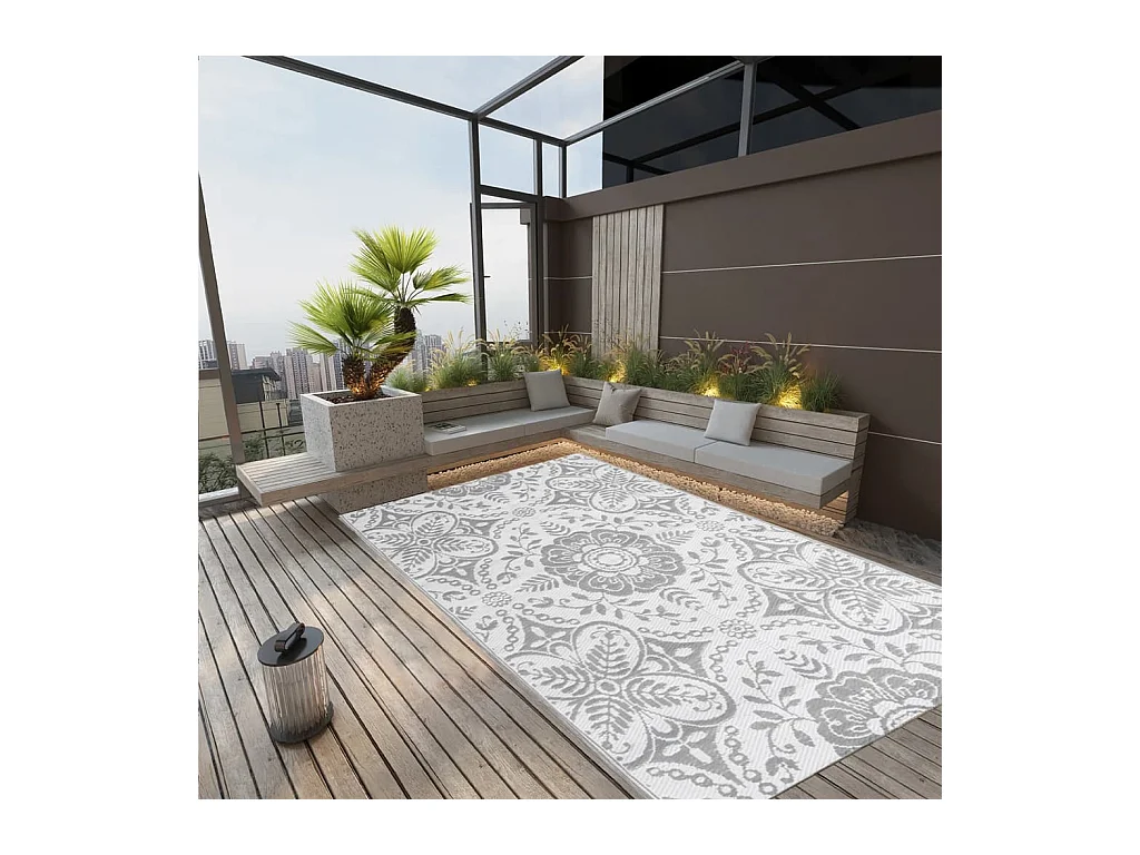 vidaXL Tapis d'extérieur Gris clair 140x200 cm PP
