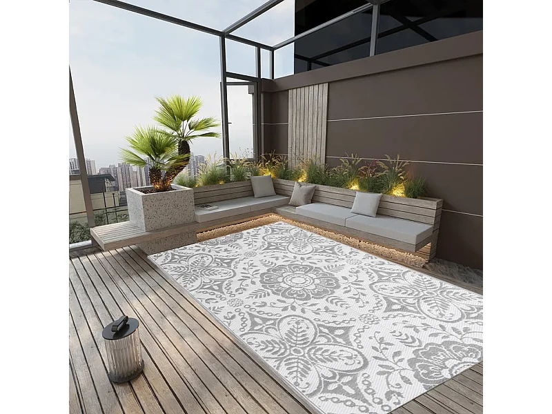 Tapete de Exterior ARAKIL 140x200 cm Cinzento-Claro para Varanda e Jardim