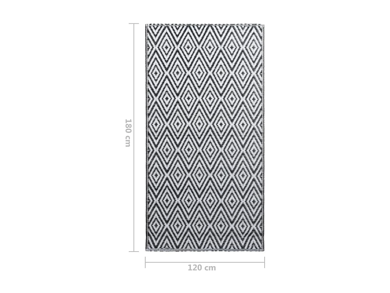 vidaXL Tapis d'extérieur Blanc et noir 120x180 cm PP