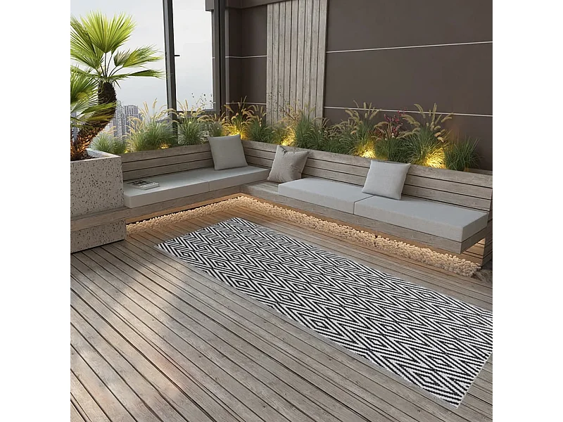 Outdoor-Teppich Schwarz 80x250 cm PP