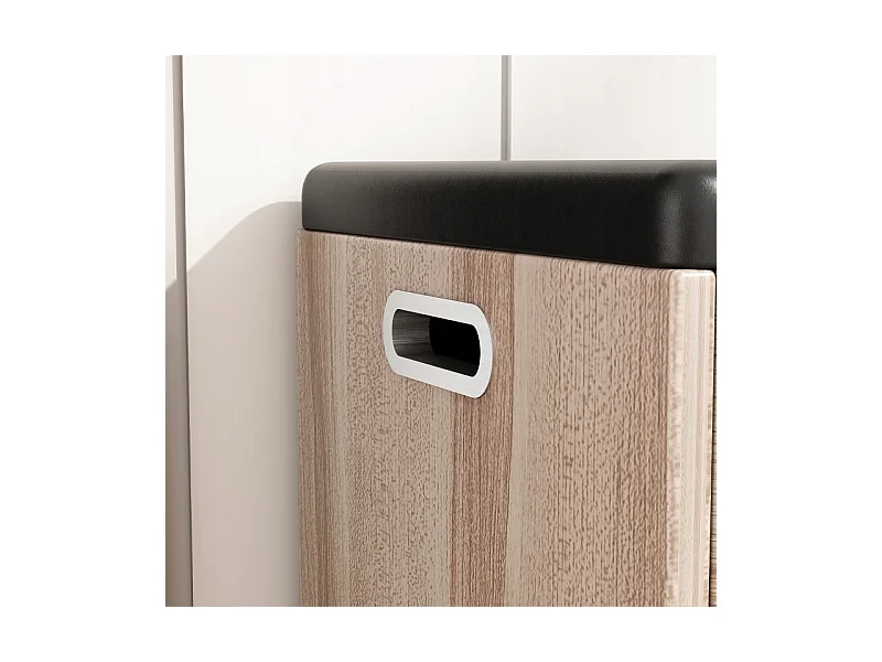 ARMOIRE À CHAUSSURES EN BOIS AVEC ASSISE, RANGEMENT, 2 ÉTAGÈRES, OUVERTURE, CHÊNE CLAIR