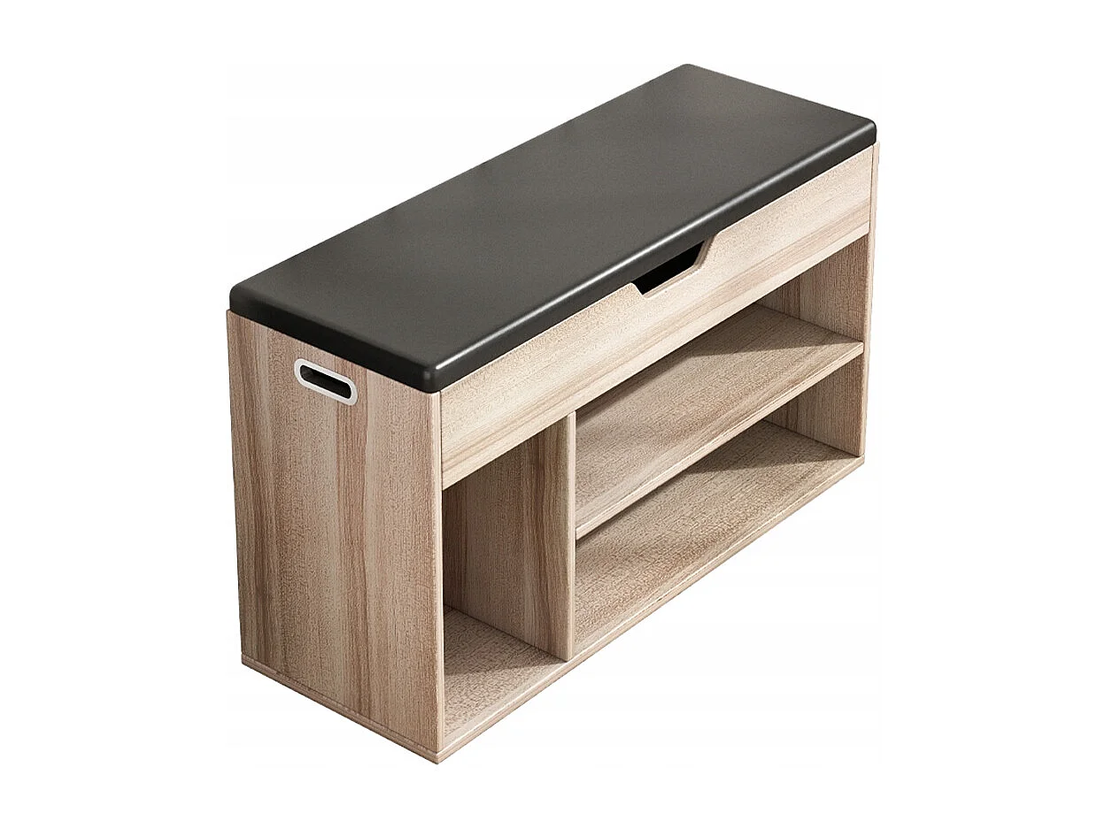 HOLZSCHUHKASTEN MIT SITZABLAGE, 2 REGALE, ZU ÖFFNEN, HELLES EICHE