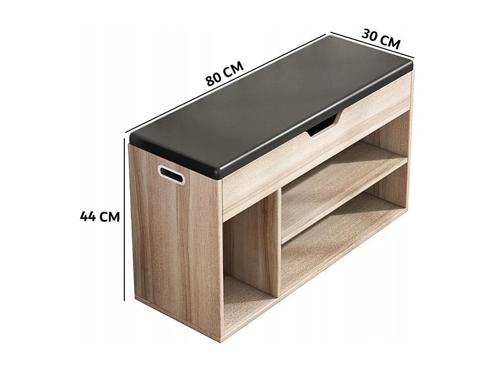 HOLZSCHUHKASTEN MIT SITZABLAGE, 2 REGALE, ZU ÖFFNEN, HELLES EICHE