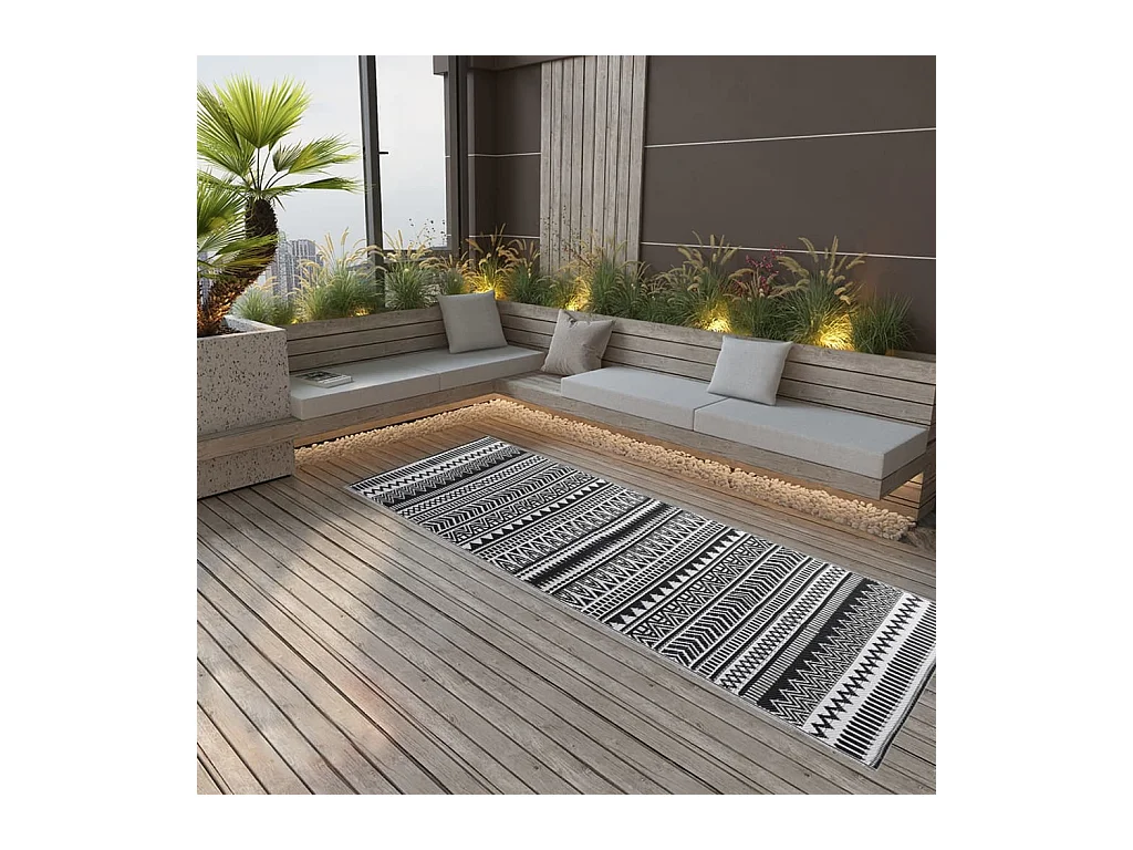 Outdoor-Teppich Schwarz 80x150 cm PP