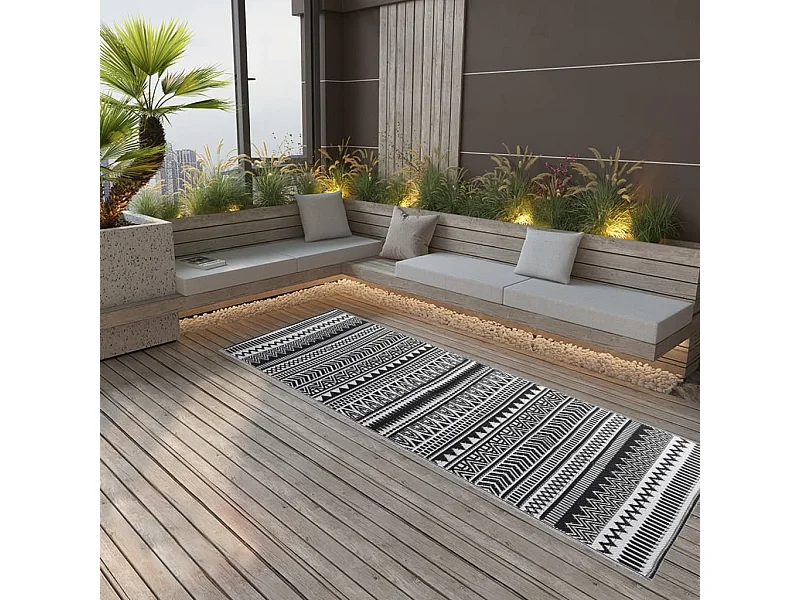 Tapete de Exterior ARAKIL 80x250 cm Preto - Sofisticação e Conforto para seu Espaço